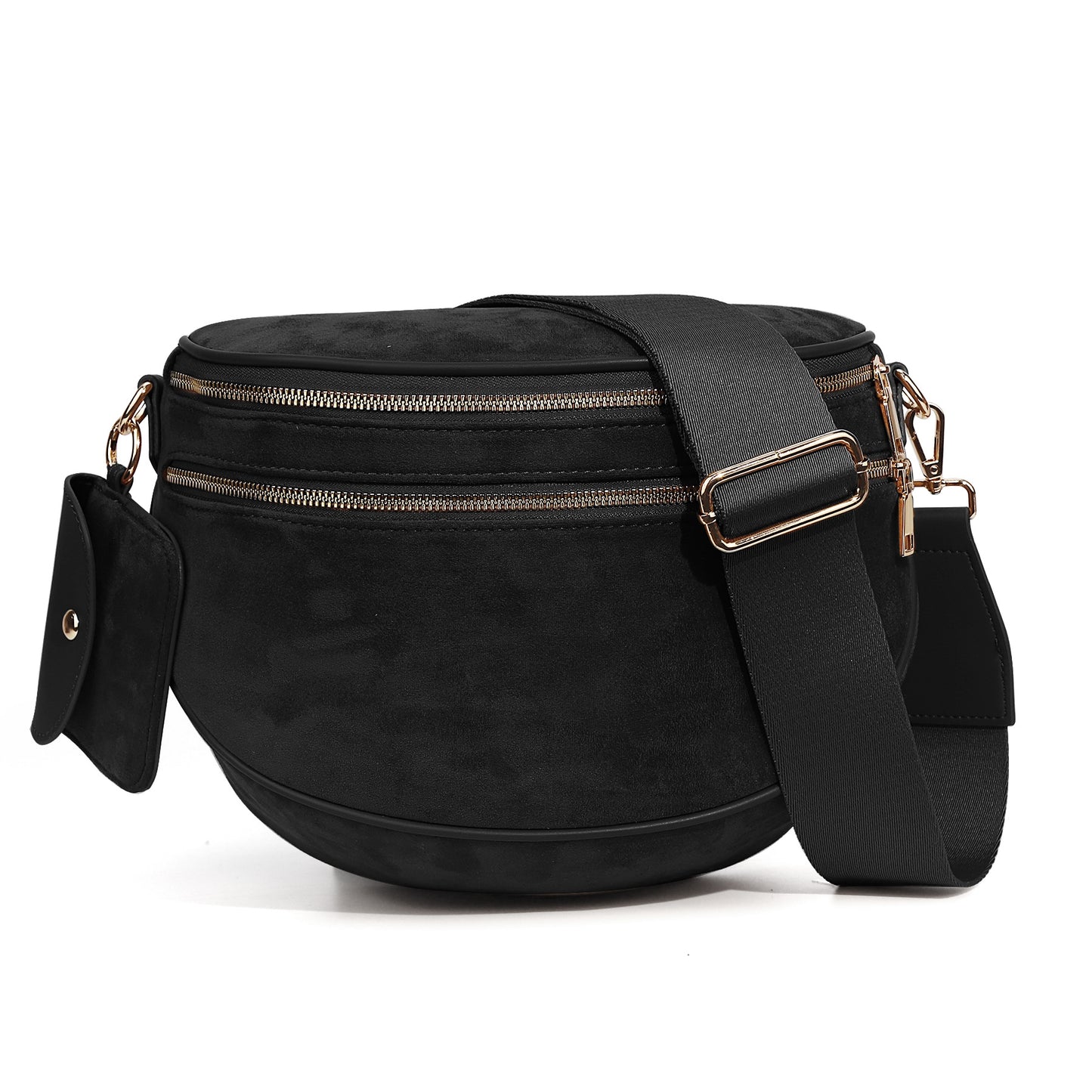 Checkered Crossbody Bag with Detachable Pouch