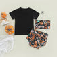 Halloween Print Top + Shorts Set