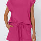 Short Sleeve Lounge Top and Shorts Set with Relaxed Fit