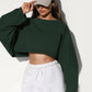 Midriff-Baring Round Neck Sweatshirt T-shirt