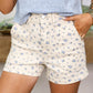 White Floral Casual Cute Denim Shorts