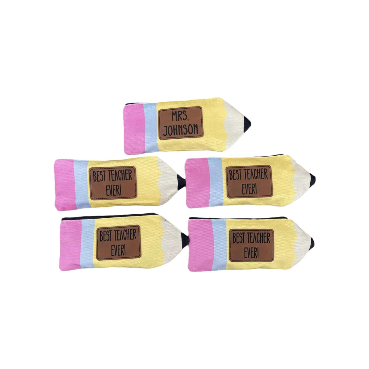 Personalized Leather Patch Pencil Pouch