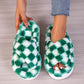 Checkerboard furry slippers