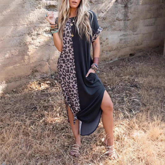 Women's Round Neck Hip Skirt Long Skirt Dress