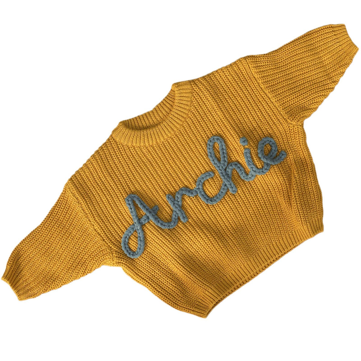 Hand Embroidered Personalized Name Chunky Knit Sweater
