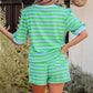 Stripe Puff Short Sleeve T Shirt Matching Shorts Set