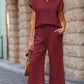Textured Top and Wide-leg Pants Set