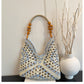 Women Boho Woven Mesh Beach Tote Bag Large Capacity Crochet Vacation Shoulder Handbag