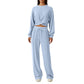 Women's Round Neck Long-sleeved Top and Wide-leg Pants Suit