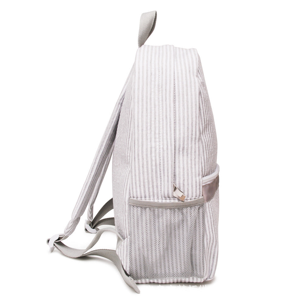 Custom-Embroidered Seersucker Kids' Backpack / Students Schoolbag