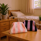 Striped Plush Kiss Lock Clutch Bag