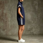 Loose Sleeveless Drawstring Pockets Split-Joint Striped Zipper Stand Collar Rompers