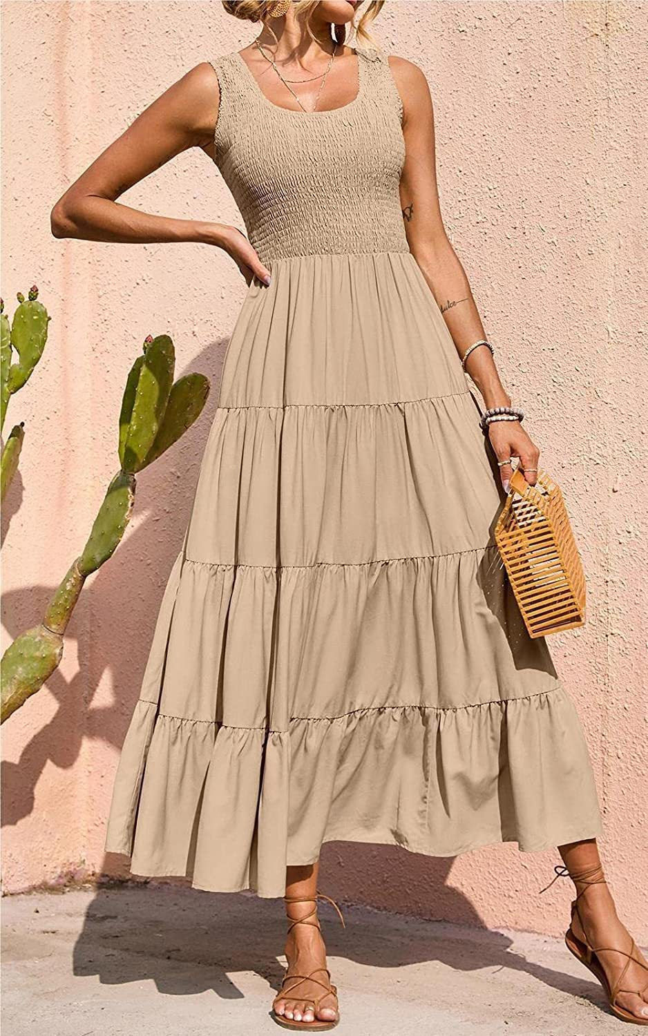 Solid Color Pleated Dress