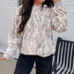 Gray Abstract Print Ribbed Cuffs Hem Long Sleeve Hoodie