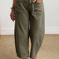 Square Patch Pocket Ankle-length Barrel Jeans