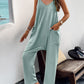 V Neck Loose Pockets Cami Jumpsuit