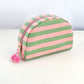 Personalized Embroidered Striped Canvas Toiletry Bag/Makeup Bag