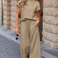 Textured Top and Wide-leg Pants Set