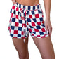Red Independence Day Checkered Shorts