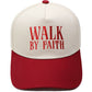 "Walk by Faith" Embroidered Retro Color-Block Trucker Hat