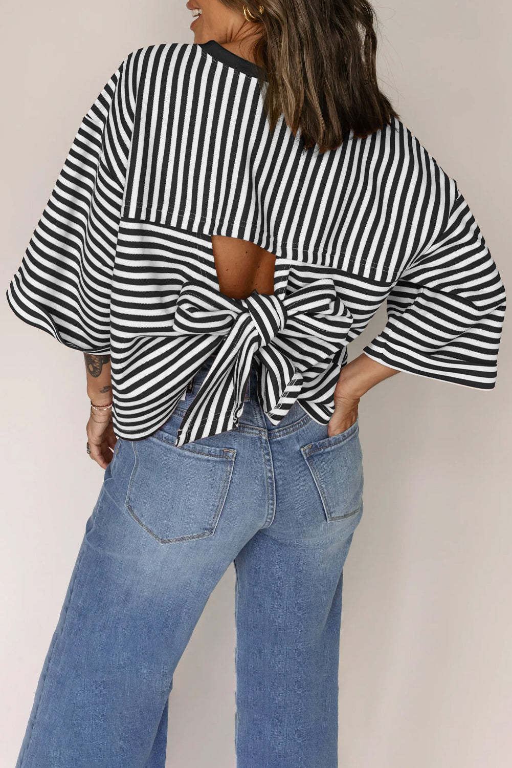 Striped Back Bow Tie T-Shirt