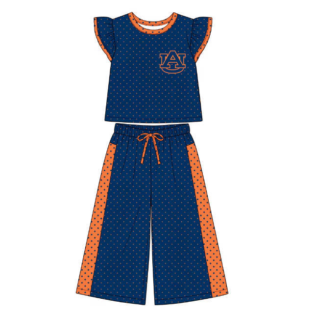 Custom Kids Top Wide Leg Pants Set Ruffle Set
