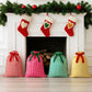 Custom Personalized Striped Christmas Drawstring Gift Sack