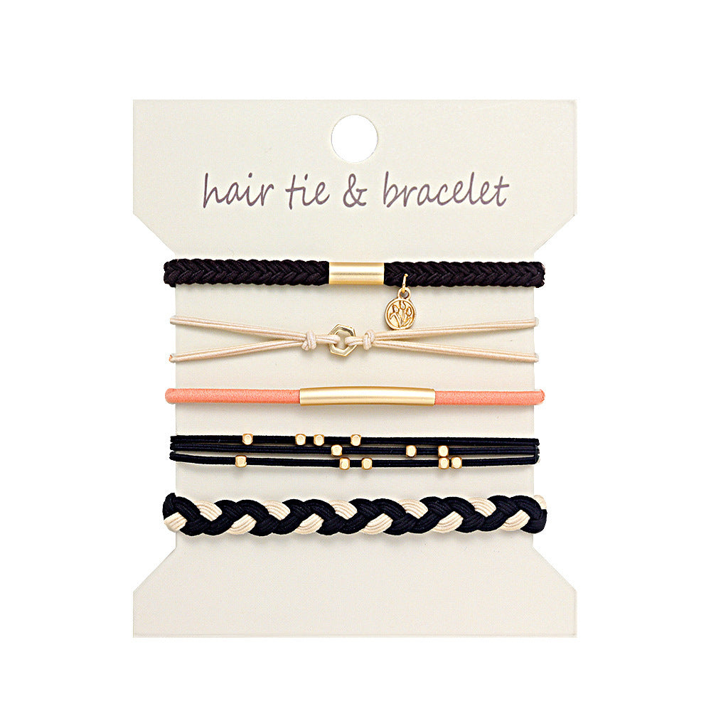 Boho 2-in-1 Hair Tie & Bracelet Set (5-Piece Pack)