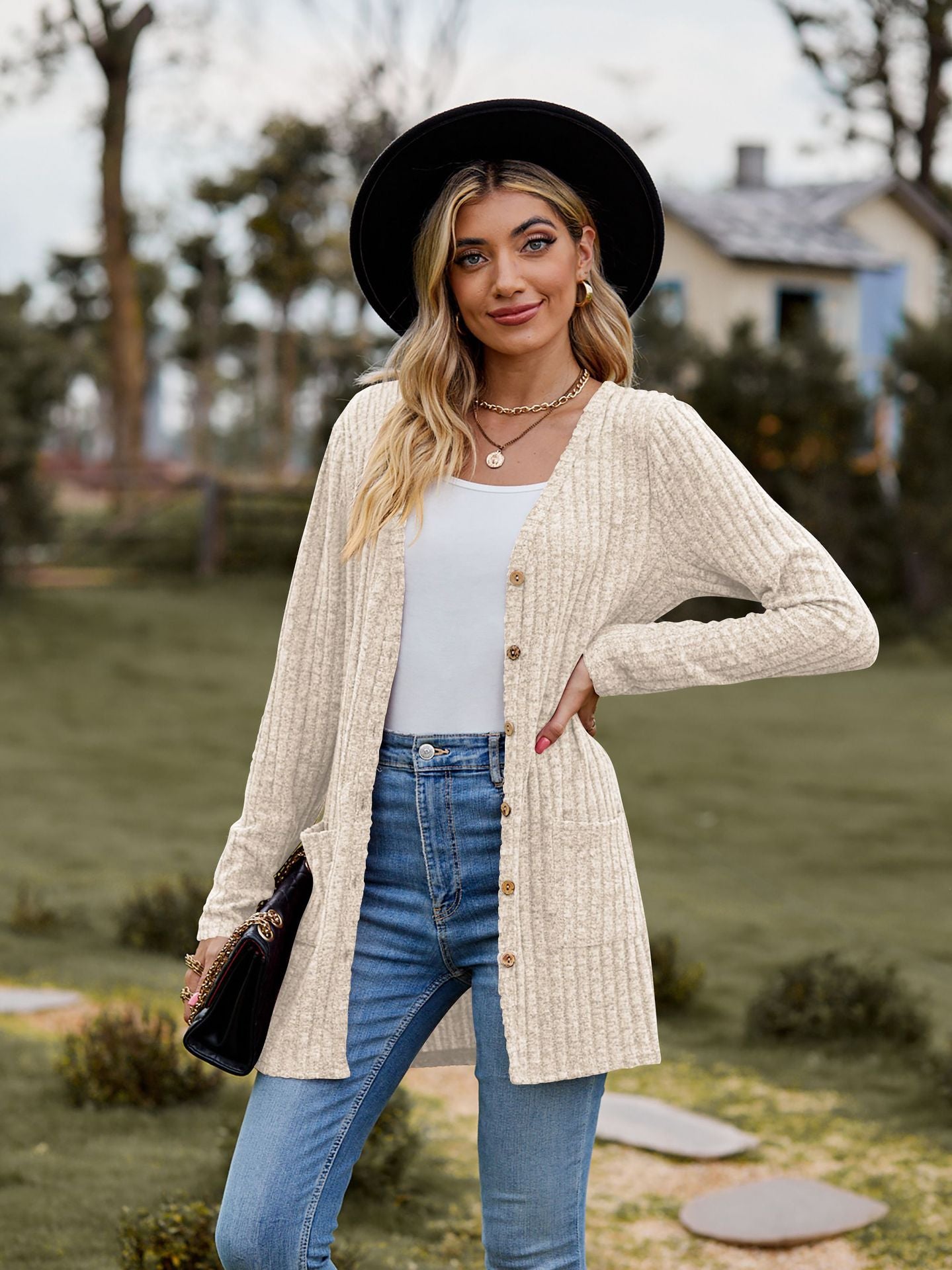 Brushed Pit Stripe Cardigan Jacket