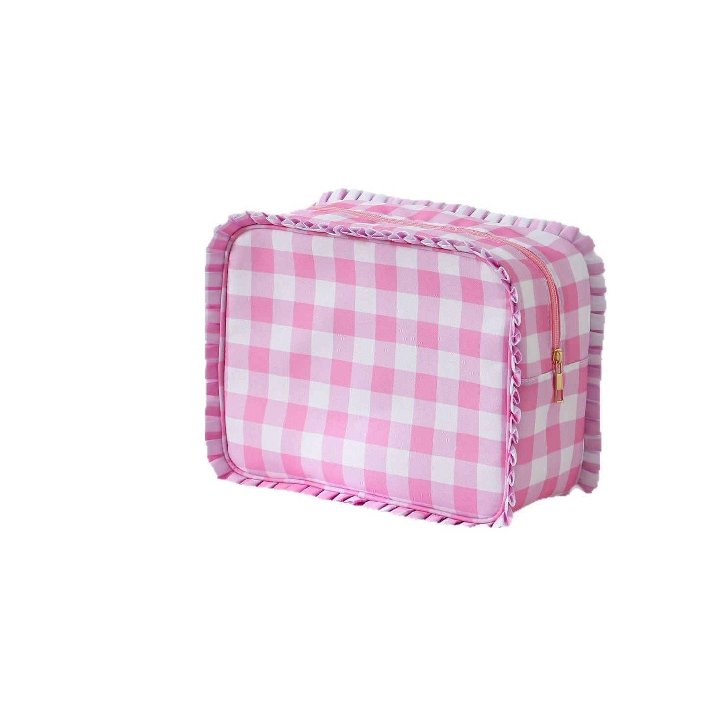 Ruffle Checker Cosmetic Bag