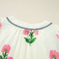 Apricot Floral Short Sleeve Split Neck Loose Mini Dress