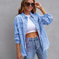 Long Raw Edge Ripped Denim Jacket