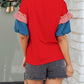 Stars Stripes Short Puff Sleeve Top