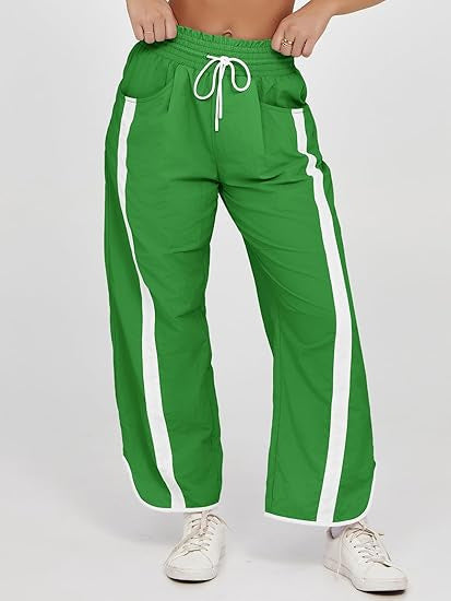 Retro Contrast Side Stripe Wide Leg Track Pants