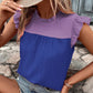 Sleeveless Ruffled Shoulder Contrast Top