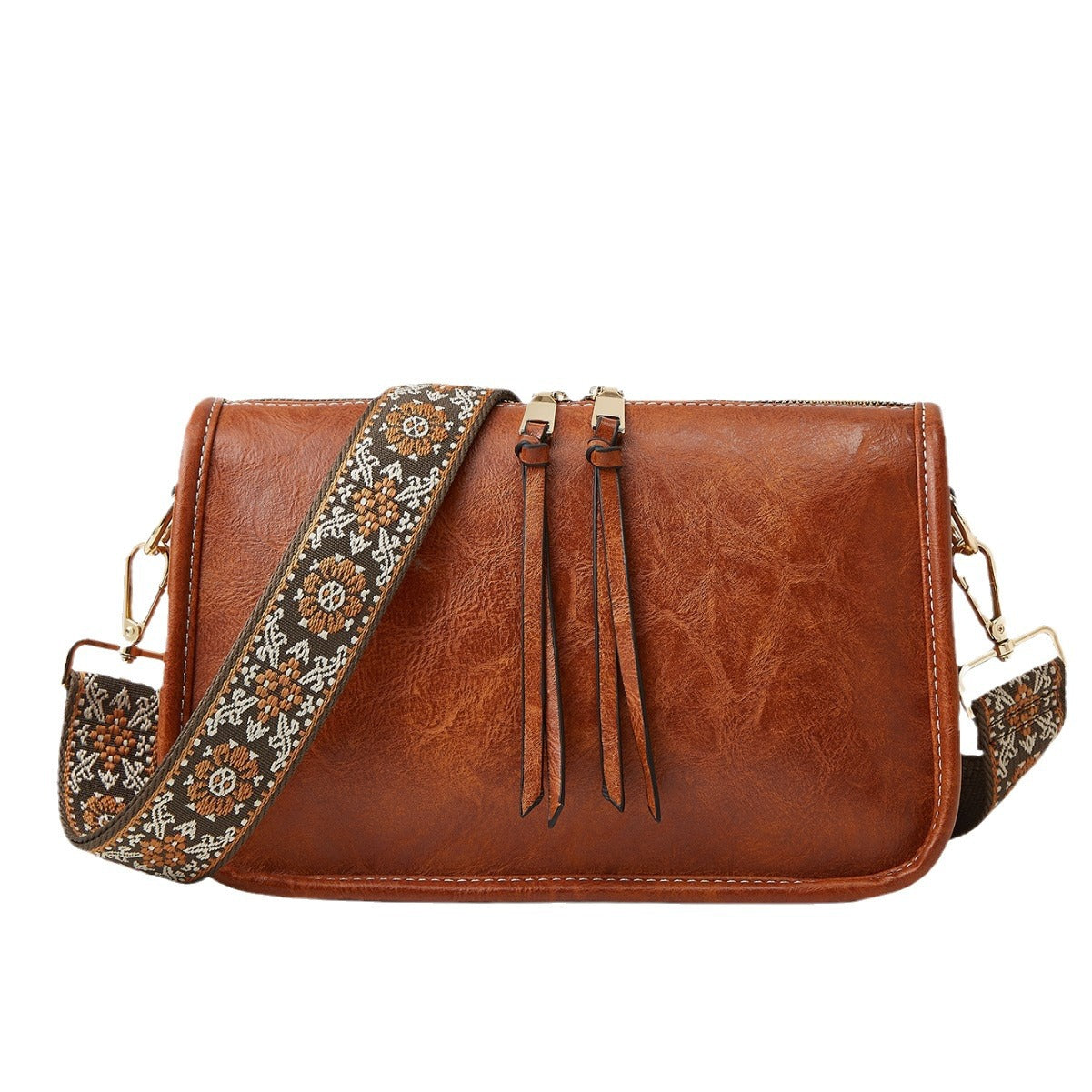 Retro Solid Color Crossbody Bag