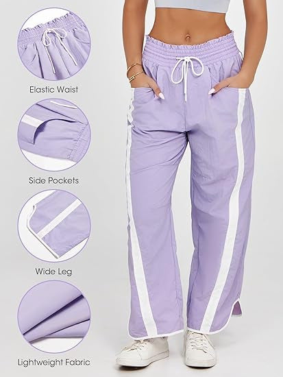 Retro Contrast Side Stripe Wide Leg Track Pants