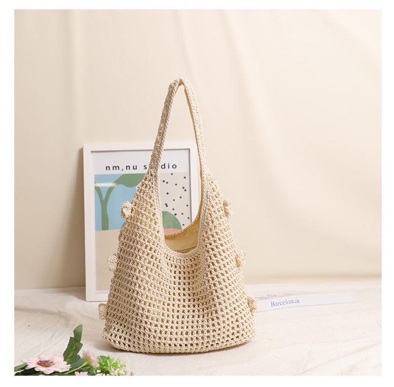Floral Cotton Thread Woven Tote Bag