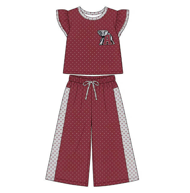Custom Kids Top Wide Leg Pants Set Ruffle Set