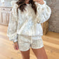Khaki Woodland Camouflage Long Sleeve Top and Shorts Set