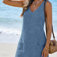 Waffle Knit V-Neck Shift Dress