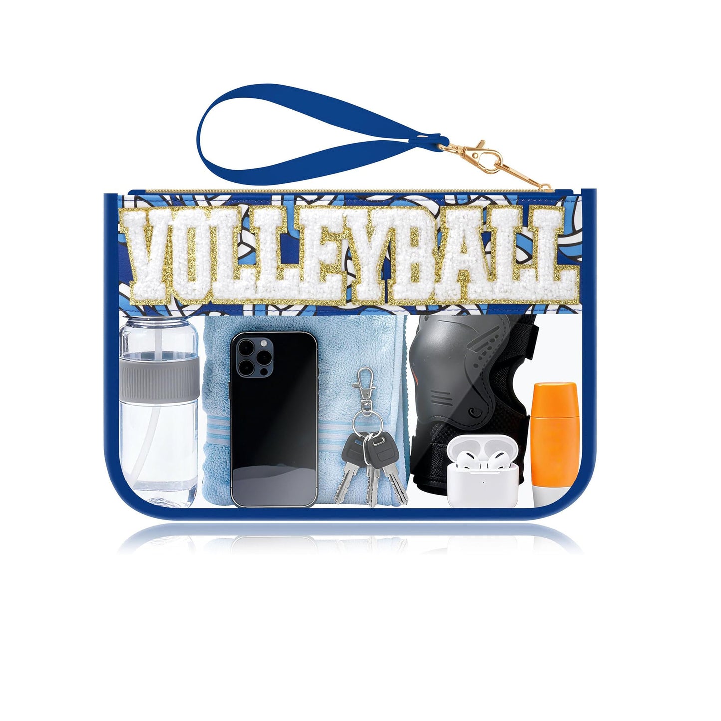 Clear Pouches Featuring Ball Game Glitter Chenille Patches