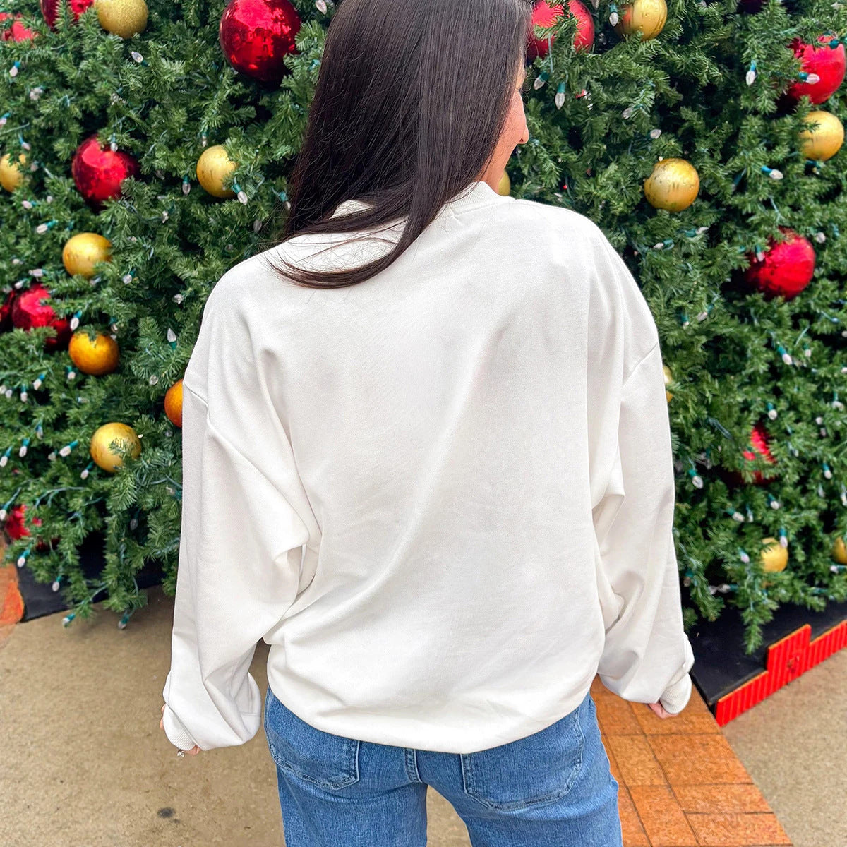 White HOLLY JOLLY Gingham Letter Graphic Plus Size Christmas Sweatshirt