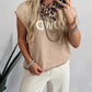 Parchment Contrast Trim Short Sleeve Knit HOWDY Western Sweater