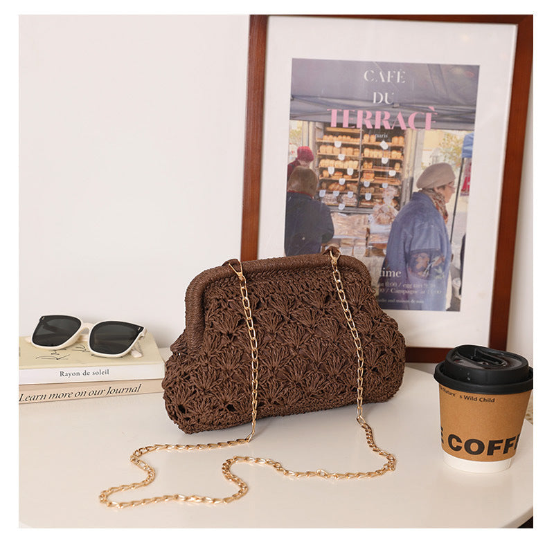 Handcrafted Openwork Straw Crossbody Bag