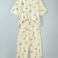 Beige Duck Print Short Sleeve Top Pocket Pants 2pcs Casual Set