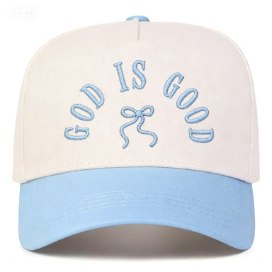 GOD IS GOOD Embroidered Bow Color Block Baseball Cap