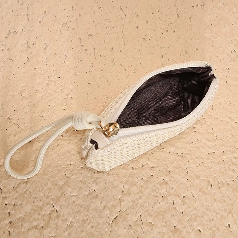 Women's Woven Straw Coin Purse / Mini Handheld Bag