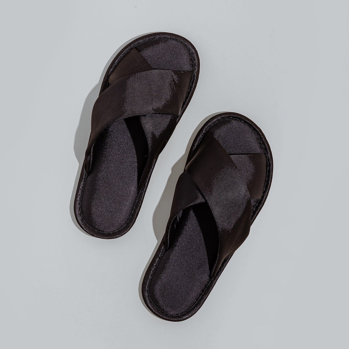 Women's Satin Cross-Strap Slide Slippers