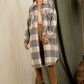 Checkered Lapel Pocket Long Coat